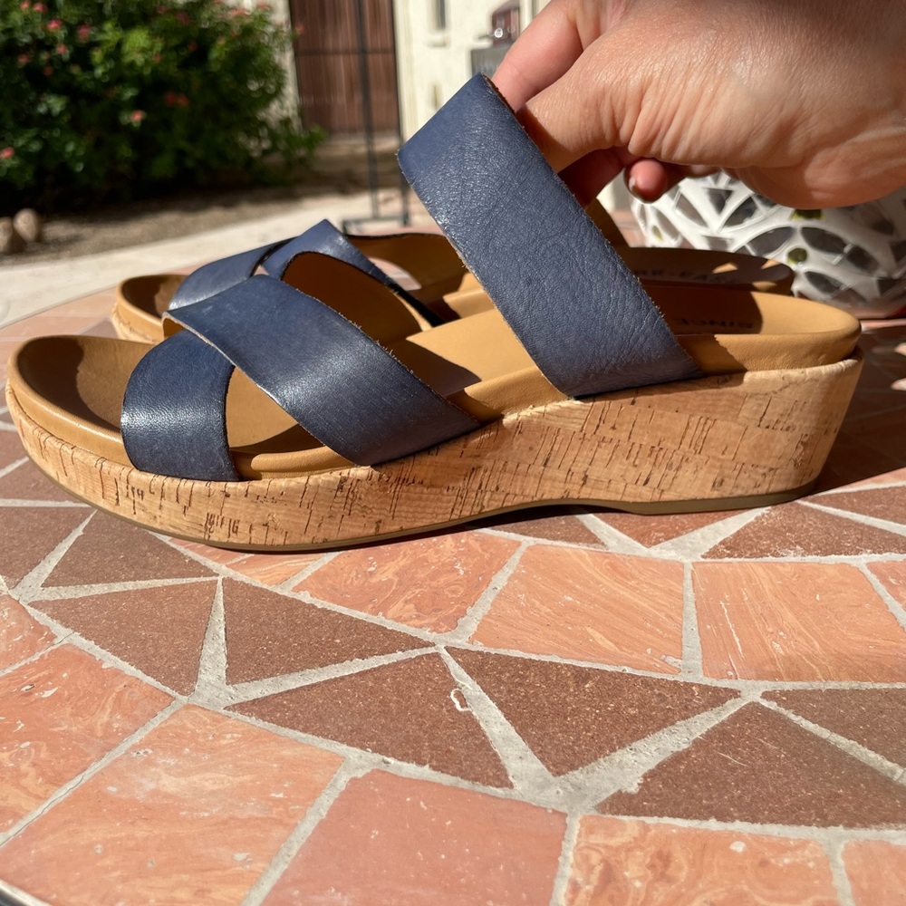 Platform sandals, leather kork-ease